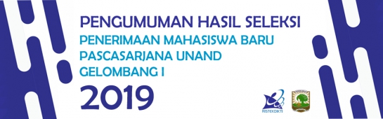 Pengumuman Hasil Seleksi Penerimaan Mahasiswa Baru Pascasarjana Universitas Andalas Gelombang I Tahun Akademik 2019/2020