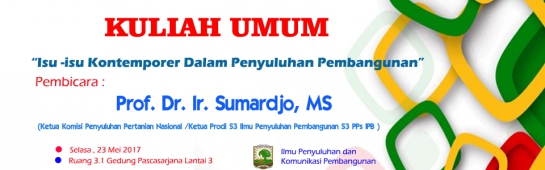 Kuliah Umum &quot;Isu-isu Kontemporer dalam penyuluhan pembangunan&quot; (en-GB)