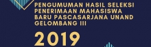 Pengumuman Hasil Seleksi Penerimaan Mahasiswa Baru Pascasarjana Universitas Andalas Gelombang III Tahun Akademik 2019/2020