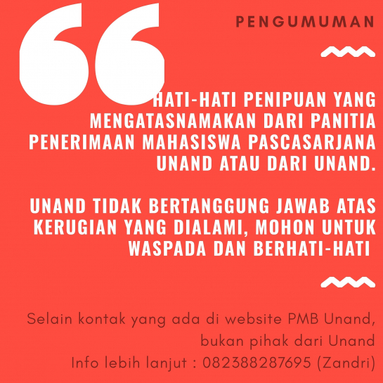 Hati - Hati Penipuan yang Mengatasnamakan dari Panitia Penerimaan Mahasiswa Baru Pascasarjana Unand