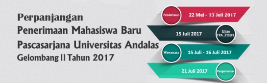 Perpanjangan Penerimaan Mahasiswa Baru Pascasarjana Unand Gelombang 2 Tahun Akademik 2017/2018 sampai tanggal 13 Juli 2017 (en-GB)