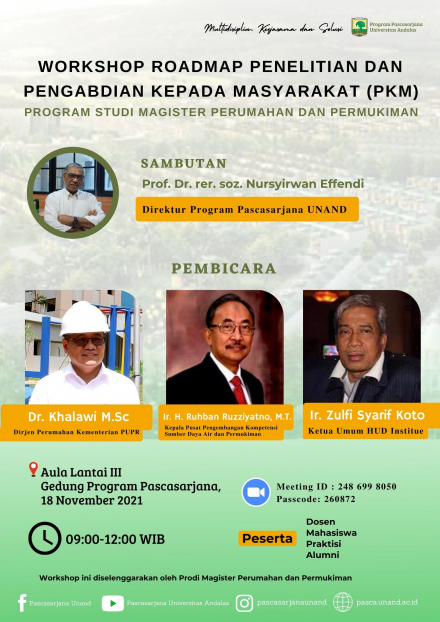 Workshop Roadmap Penelitian dan Pengabdian Kepada Masyarakat (PKM) Program Studi Magister Perumahan dan Permukiman