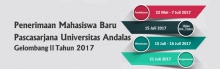 Penerimaan Mahasiswa Baru Pascasarjana Universitas Andalas Gelombang II Tahun 2017