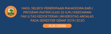 Hasil Seleksi Penerimaan Mahasiswa Baru Program Matrikulasi S2 Ilmu Kebidanan Fakultas Kedokteran Universitas Andalas pada Semester Genap 2019/2020