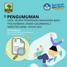 Pengumuman Hasil Seleksi Penerimaan Mahasiswa Baru Pascasarjana Unand Gelombang 2 Semester Ganjil Tahun 2022